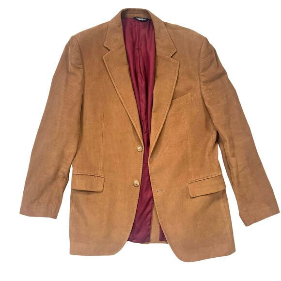Dolce & Gabbana Camel Corduroy Blazer Men 42R Italy Cranberry Lining Retail$1200 - Picture 1 of 11